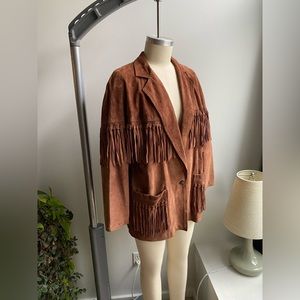 Vintage western suede fringe blazer jacket